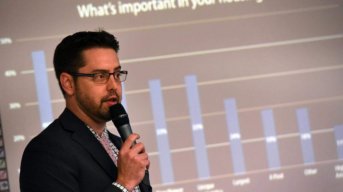 Ben Bakker of Manatee Young Professionals gives a presentation during the county commission's discussion on affordable/workforce housing, outlining housing characteristics which are important to millenials.TIFFANY TOMPKINS/Bradenton Herald