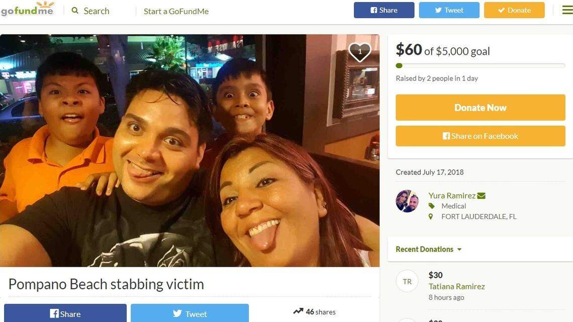 The family of the man who was stabbed over a handicapped parking space at Little Treasures Academy on July 16, 2018, has started a GoFundMe page to help him support his three children and family as he undergoes surgery.