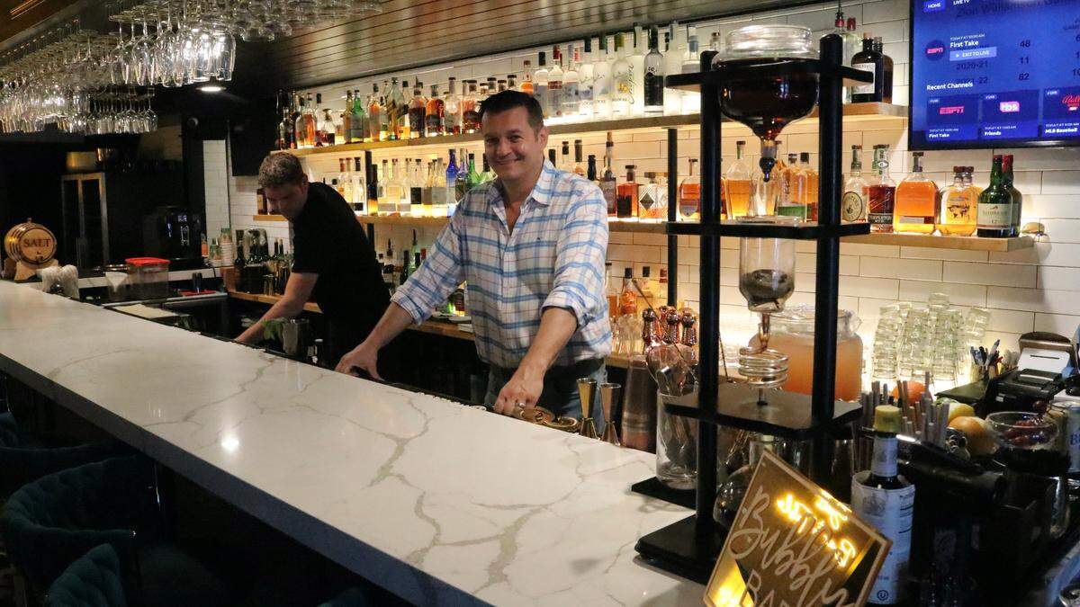 Salt Bar & Grill, 2519 Gulf Drive N., Bradenton Beach, is managed by Steven Sipos, shown above at the bar 6/15/2023.