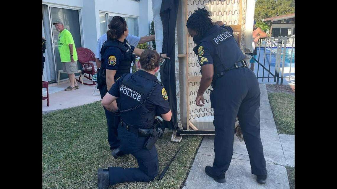 A condo resident in Clearwater, Florida, called police after discovering there was a large snake hiding in his couch.