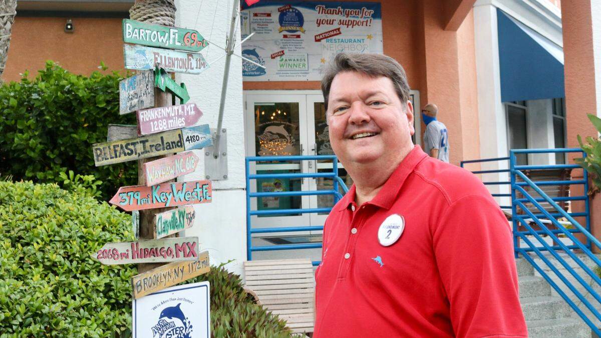 John Horne, owner and CEO of Anna Maria Oyster Bar, shown in 2020, founded Anna Maria Oyster Bar in 1995. There will soon be six AMOB restaurants.