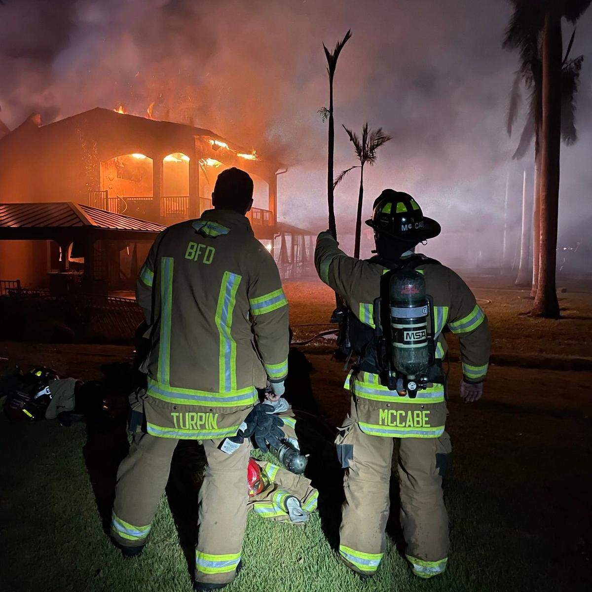 Manatee County rescue teams were part of the strike team that assisted in Lee County in the days following Hurricane Ian. Two Bradenton crew members assess&nbsp;a 3,600-square-foot home in Fort Myers that took eight hours to put out by numerous teams.