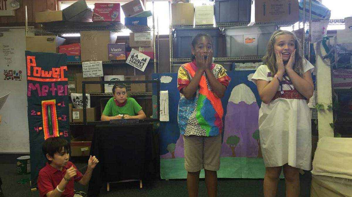 Students from the Rowlett Academy for Arts and Communincation practice their Odyssey of the Mind skit before the 2015 competition. FILE PHOTO