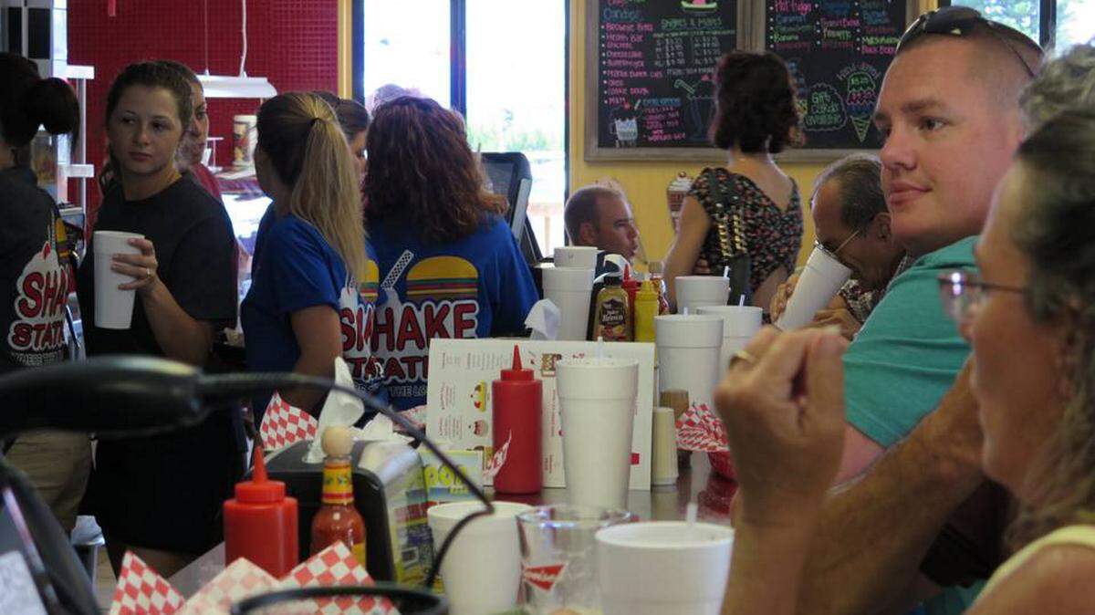 More than two dozen people filled the counters, tables and outdoor seating when Shake Station opened last May. 
 File photo: JANELLE O'DEA/Bradenton Herald