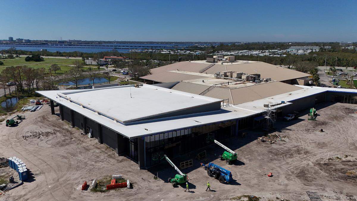 The Bradenton Area Convention Center in Palmetto is undergoing expansion, shown on Oct. 24, 2024.