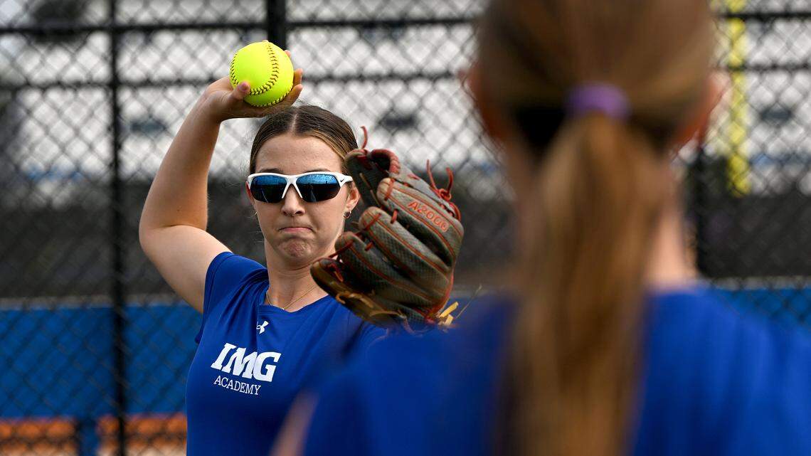 McKenna Cassidy trains at IMG’s new softball facilities on Softball Prospect Day.