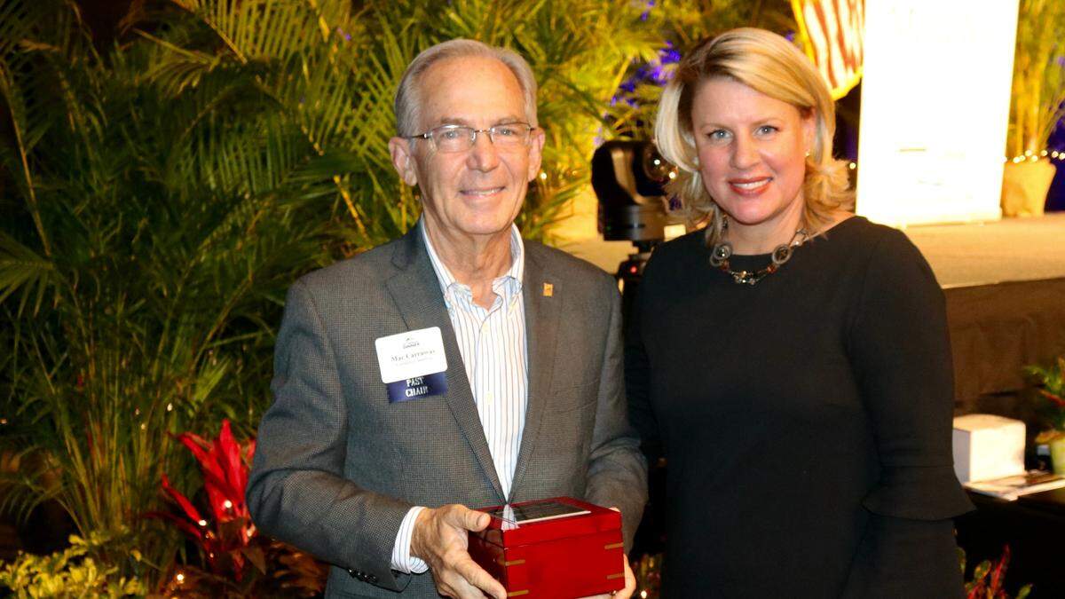 Mac Carraway received the fifth-annual Robert P. Bartz Award for Outstanding Leadership 1/27/2022 during the Manatee Chamber of Commerce’s 59th annual dinner in Palmetto.