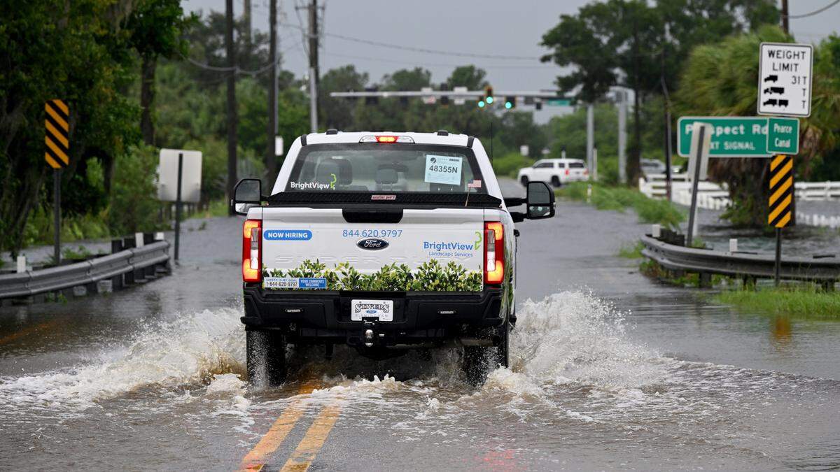 Several roads are closed in Manatee County after Hurricane Debby swept through the area, including Whitfield just west of Prospect Road, on Monday, Aug. 5, 2024.