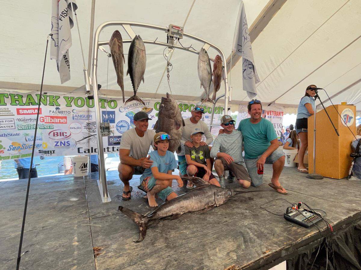 Team Seaveeche with their offshore catch at the weigh in at the Crosthwait Memorial Fishing Tournament on Sunday, May 15, 2022.