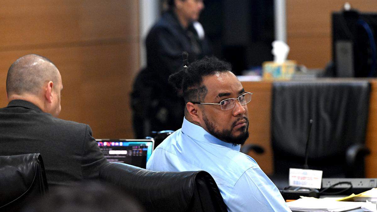 Johnny Ordaz on trial for second-degree murder for the 2019 shooting death of Jerome Miller in the Manatee County Judicial Center on Tuesday, April 9, 2024.