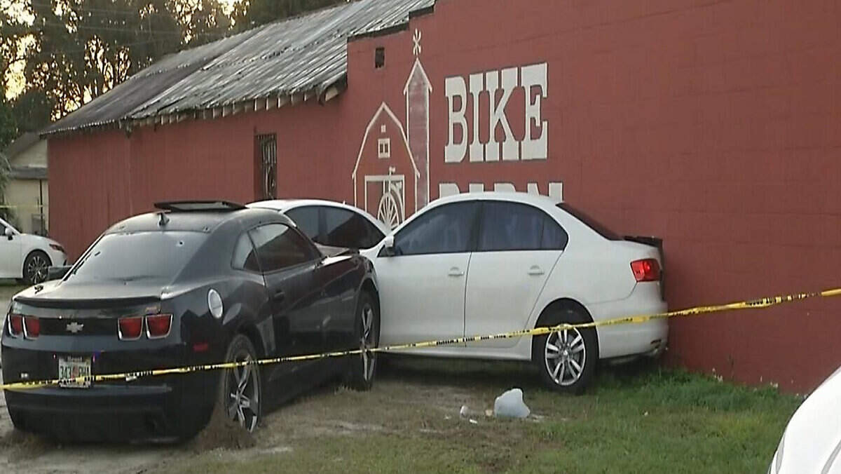 A stolen car , driven by a 17-year-old, hit several vehicles and a pole in a Lakeland parking lot, according to police. One of the vehicles struck went through the wall of a nearby business.