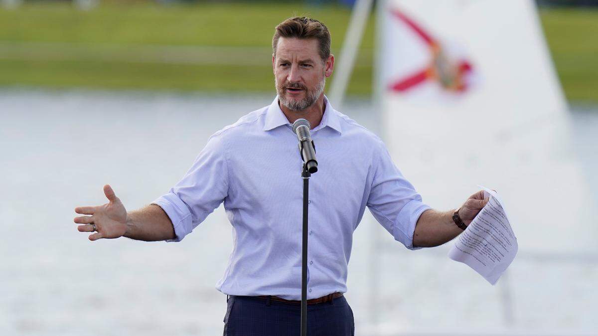U.S. Rep. Greg Steube, R-Fla., speaks during a campaign event, Oct. 27, 2020, in Sarasota, Fla.