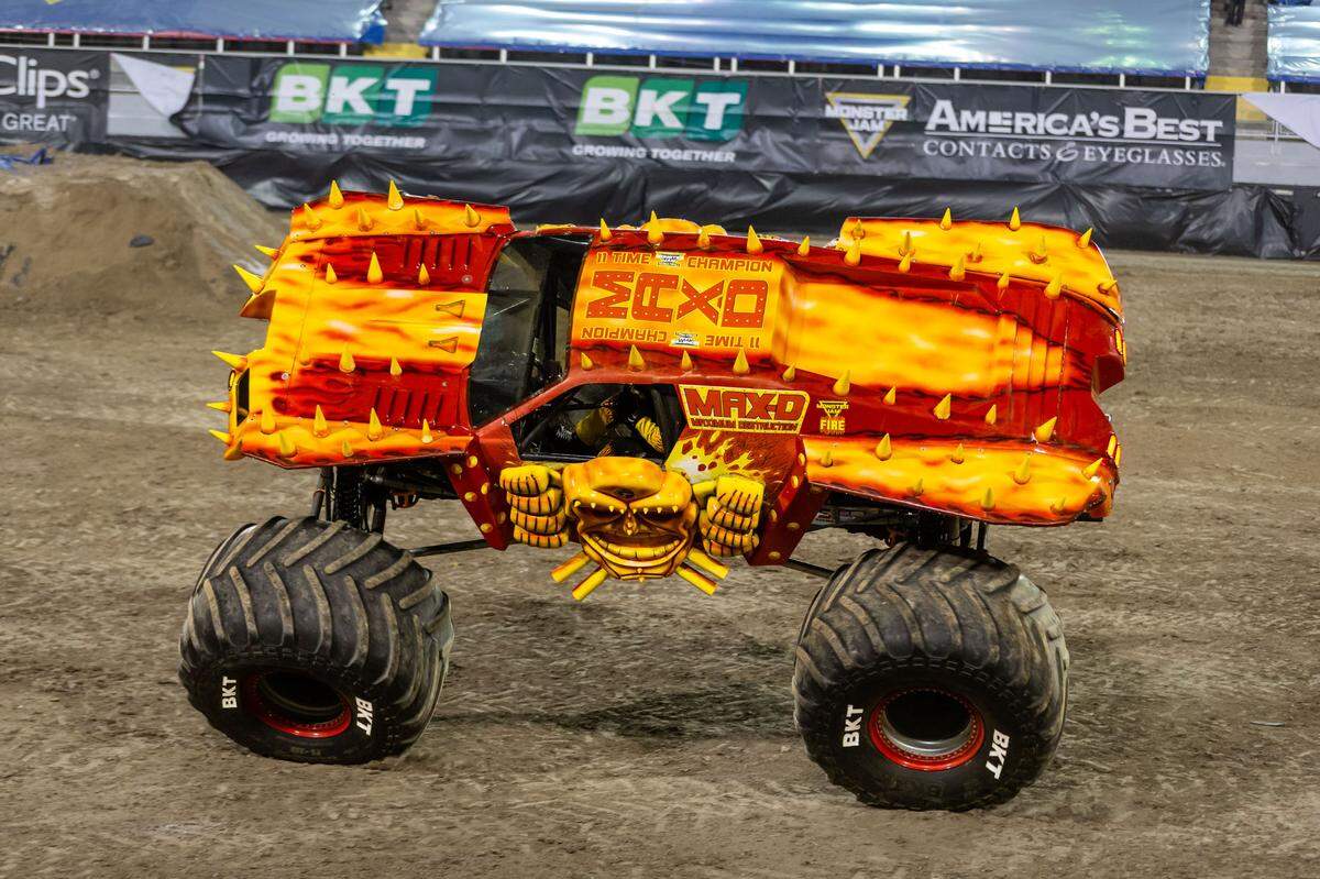 Feld Entertainment is relaunching its two live touring shows, Disney on Ice and Monster Jam. Live shows were shut down in March because of the COVID-19 pandemic. Shown above is MaxD Fire.