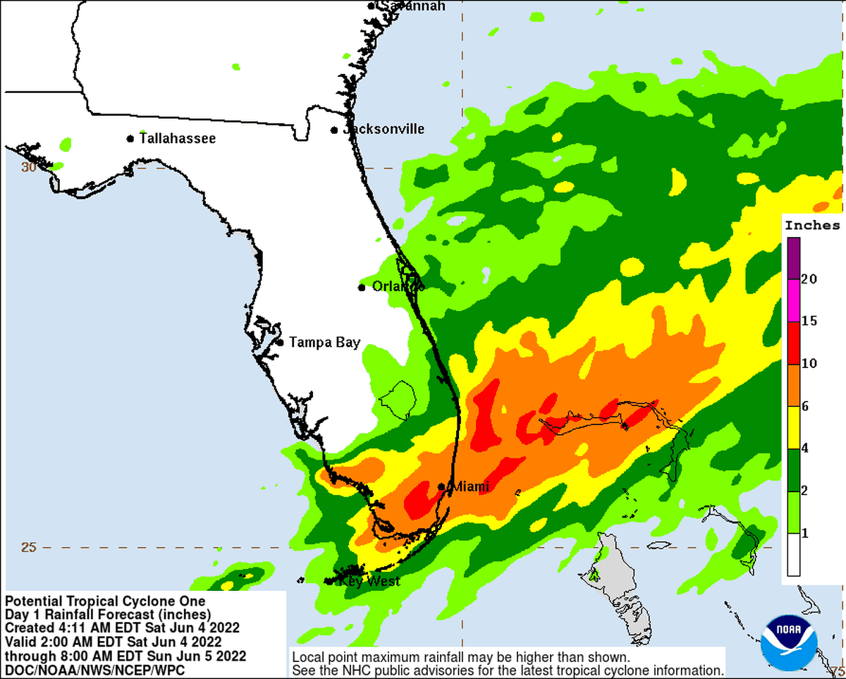 Rainfall forecast as of Saturday morning