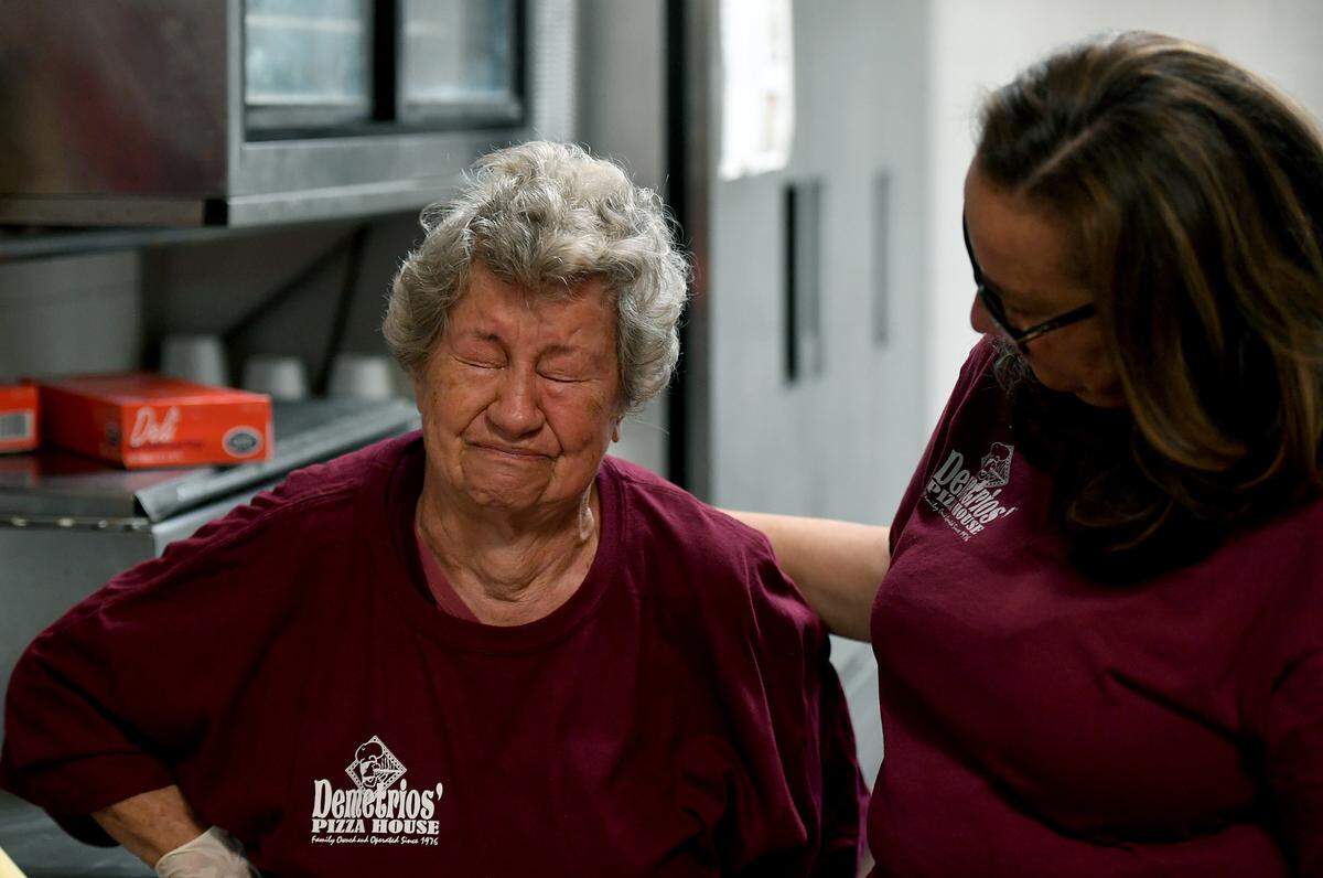 Bradenton’s icon of family dining and pizza, Demetrios, will be closing their doors on April 16. They are so grateful to the community who has loved them all the years they have been open, they say, but they want to have time for their family. Helen Sokos with Tina Whyte, gets emotional thinking about closing the restaurant.