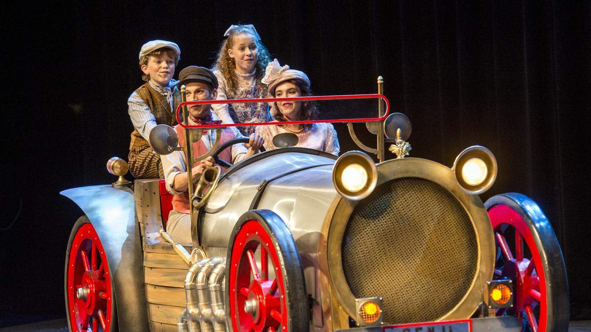 From left, Ryan Modjeski, AJ Forsyth, Belle Babcock and Kaitlynn Barrett star in "Chitty Chitty Bang Bang" at the Players Theatre in Sarasota. CLIFF ROLES/PUBLICITY PHOTO