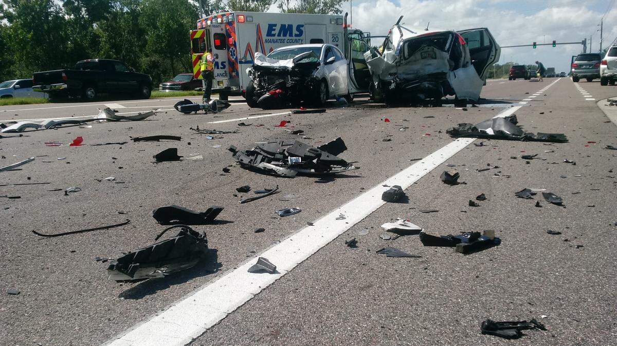 This injury accident in Parrish on Friday around noon was the first of several accidents over a short time span that either killed or sent several motorists to area hospitals.