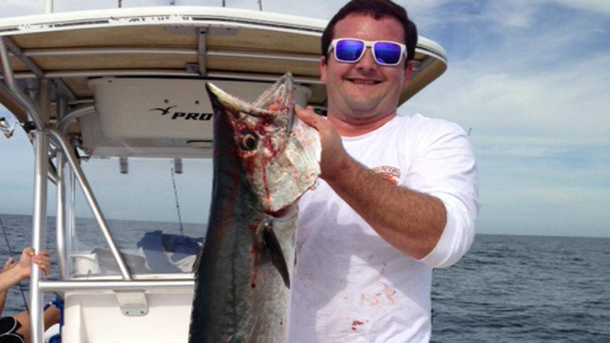 Andrew Hausinger holds a kingfish caught in the Gulf of Mexico. Anglers can expect kingfish to be a prime target for the next month between 30 and 80 feet of water. PROVIDED PHOTO