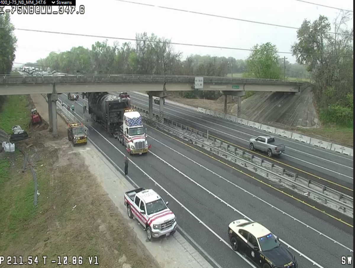 A tractor trailer carrying an oversized load ran into an overpass in Marion County near Ocala on Wednesday, Feb. 22, 2023.