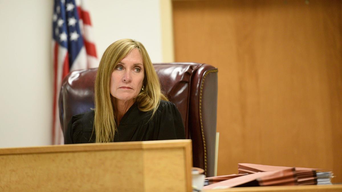 Judge Debra Riva listens to testimony during the resentencing hearing for Orlando Valenzuela, who was originally sentenced to life for the 2nd degree murder of 9-year-old Stacy Williams.