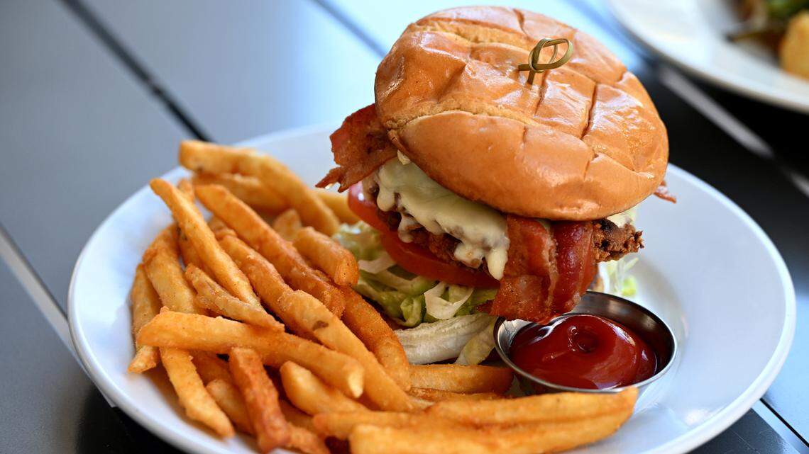 The buttermilk chicken sandwich with garlic, lettuce, tomato, white American cheese, bacon and avocado at Good Liquid Brewing Co. in downtown Bradenton on March 12.