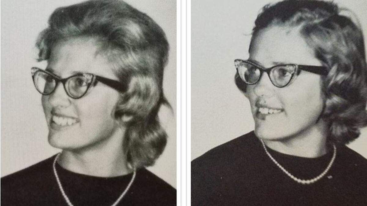 Twins Kerry and Sherry Brunk, from left, in 1961. They took the two-day Project Talent assessment in 1960 while they were students at Palmetto High School.