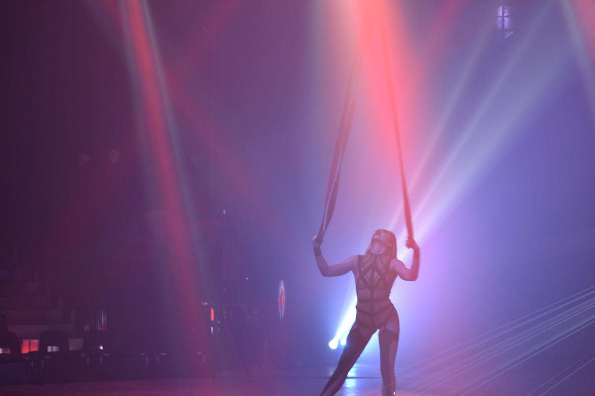A daring silks act made the small crowd at Paranormal Cirque's opening week dress rehearsal go wild.