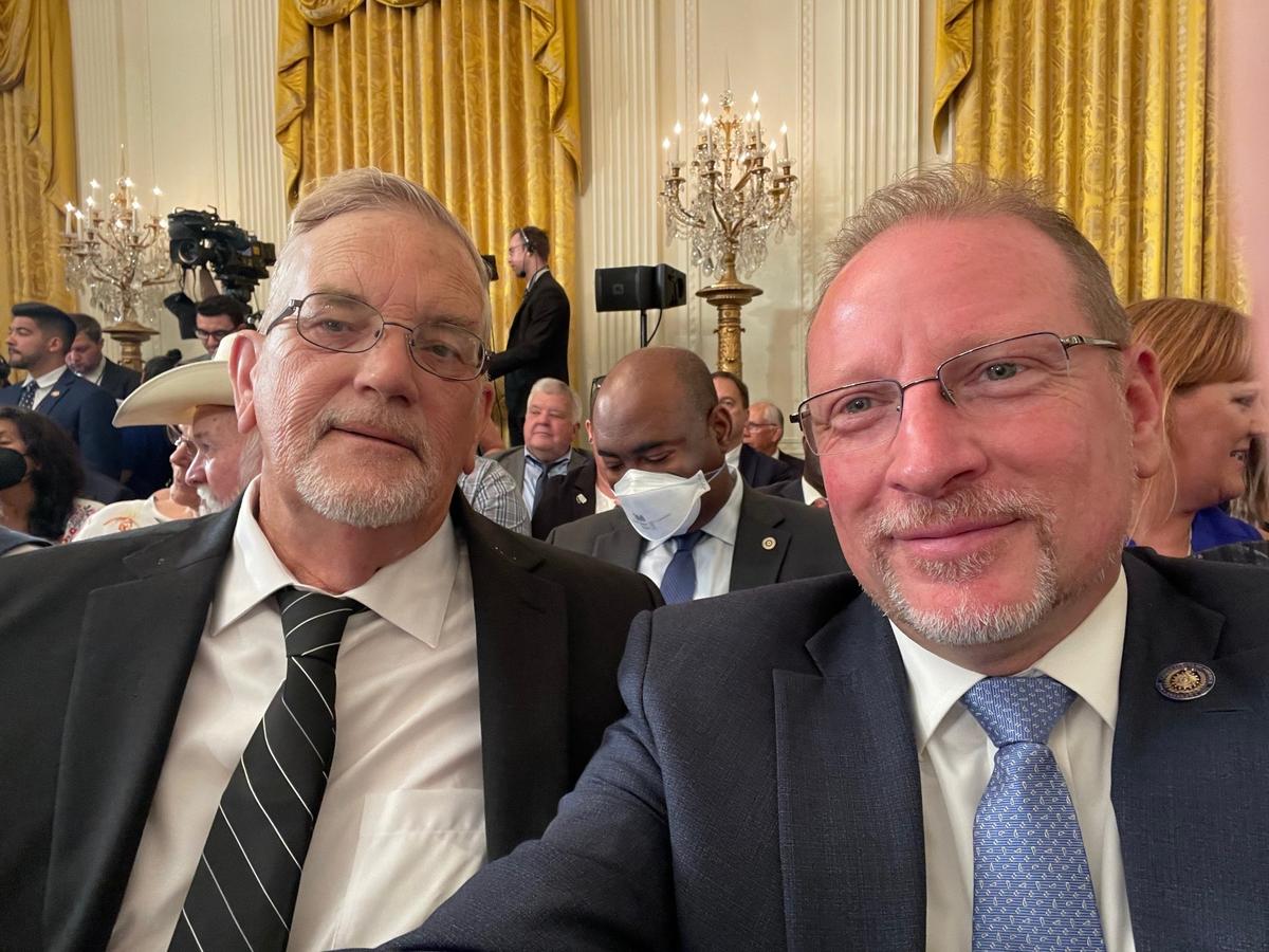 Veterans advocate Anthony Hardie, right, of Bradenton was in Washington this week for the signing of the PACT Act expanding VA health coverage. He is shown with Gulf War vet Mike Jerrett of Virginia.