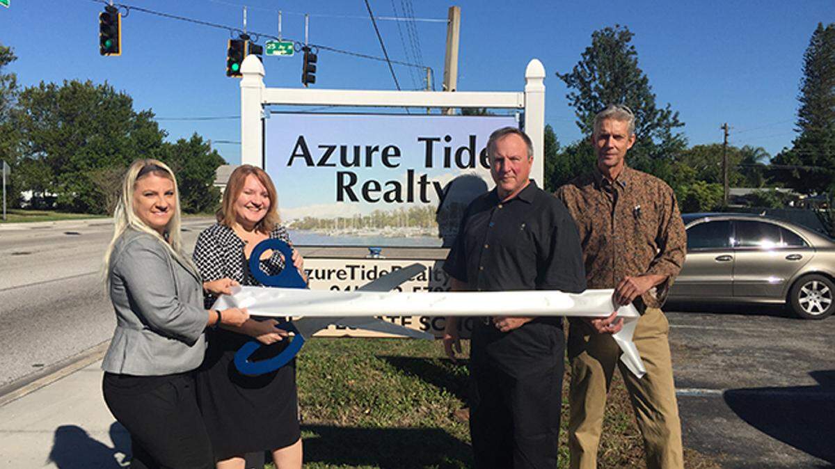 A ribbon cutting was held for Azure Tide Realty, 2503 26th St. W., Bradenton. The company is a full-service, professional brokerage offering real estate services "a la carte" and a buyer commission sharing program, and customizes services to fit customers' needs. For more information, call 941-462-5788 or azuretiderealty.com. 
 Do you have a ribbon cutting you'd like to submit? Send them to Angie Monroe at amonroe@bradenton.com. 
 Photo courtesy of Manatee Chamber of Commerce.