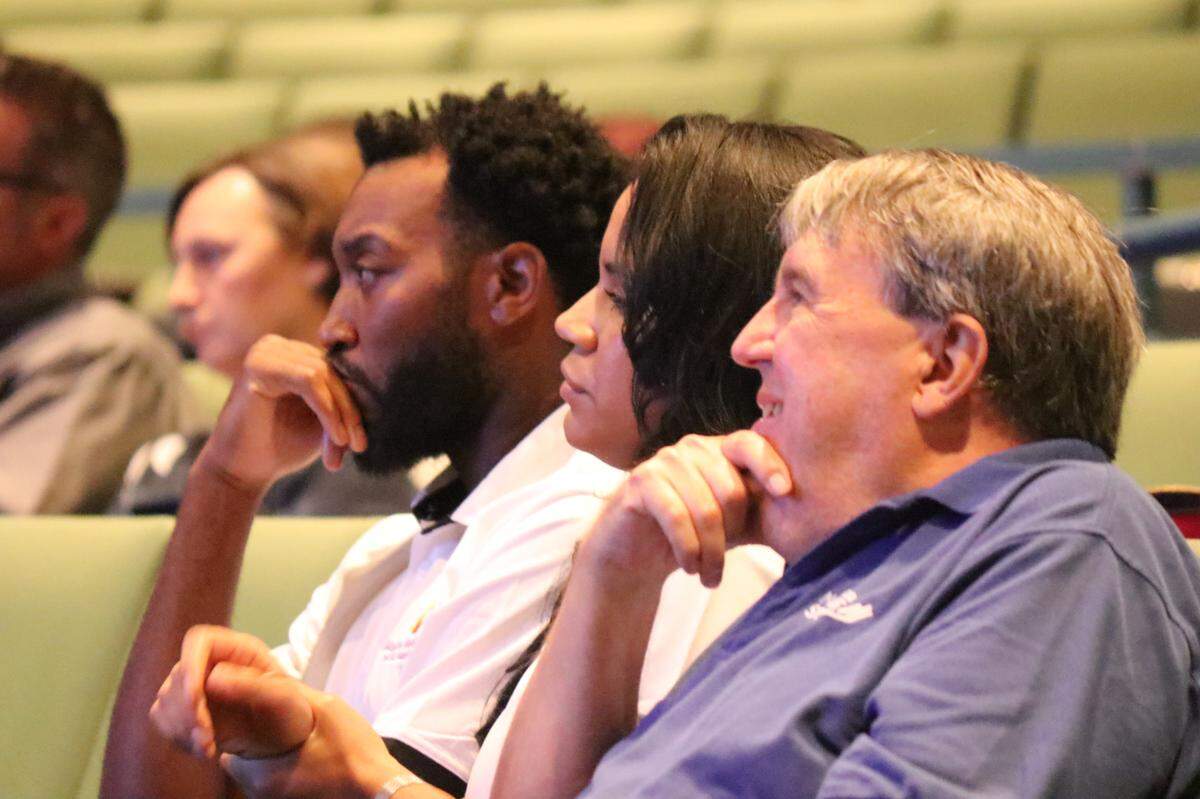 10/21/2021--Audience members listen intently to speakers at the Elevating CommUnity event Thursday night at State College of Florida, Manatee-Sarasota. The event was a co-production of the Manasota Black Chamber of Commerce and the Lakewood Ranch Business Alliance.