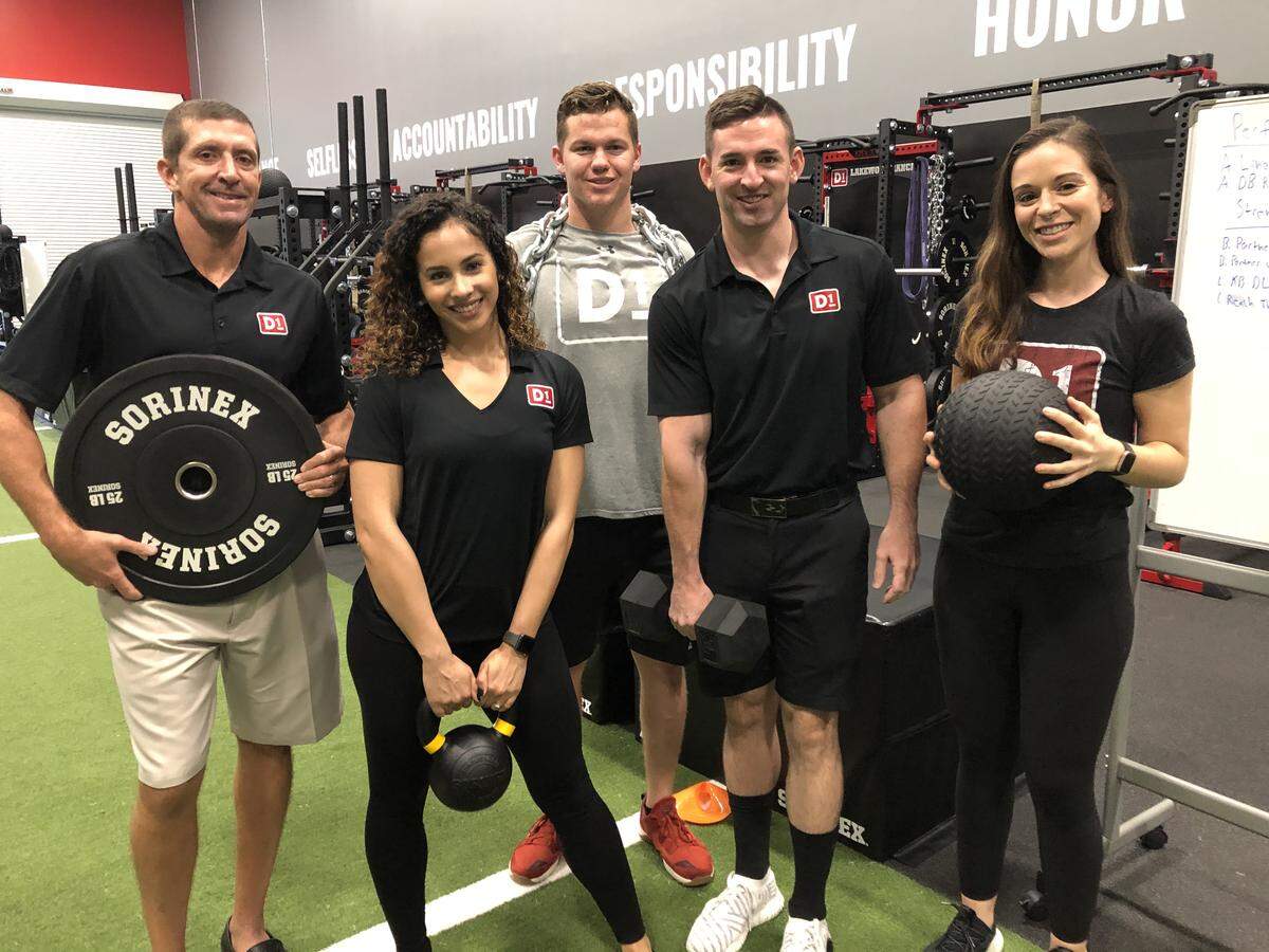 The team at D1 Training LWR includes, from left, Jeff Munafo, Lily Simone, Andrew Shackelford, Ryan Kellagher and Cory Suarez.