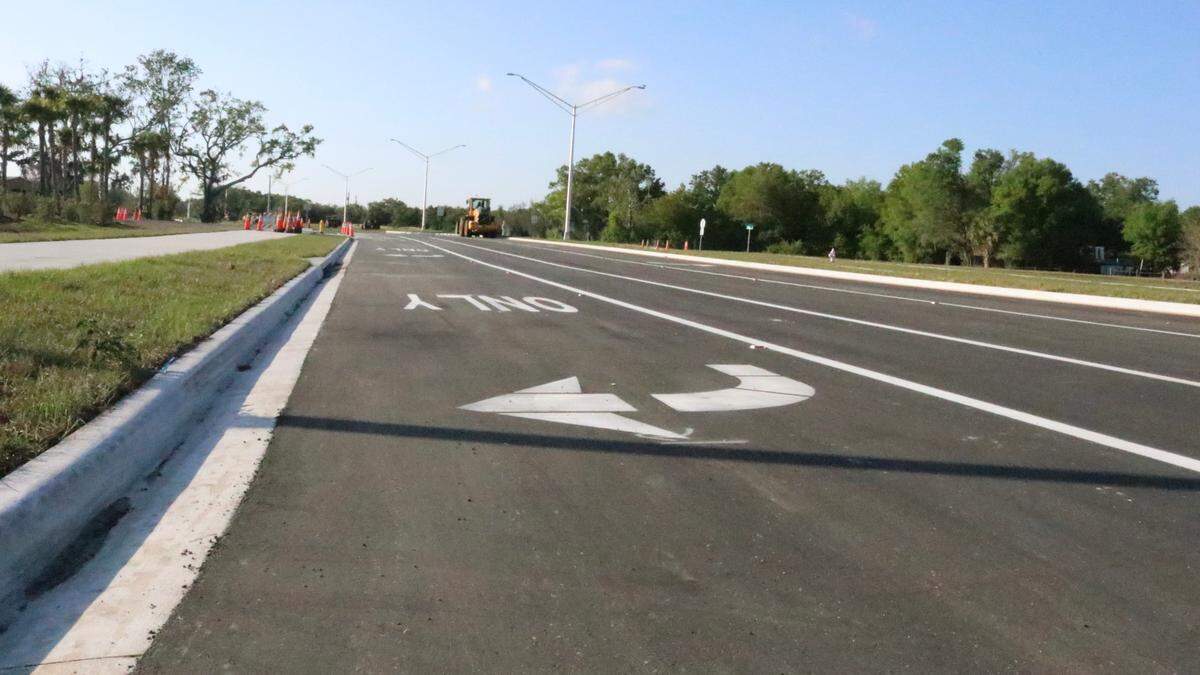 This section of Fort Hamer Road at U.S. 301, shown March 8, 2023, is scheduled to open Friday, allowing drivers to travel to Moccasin Wallow Road in Parrish.