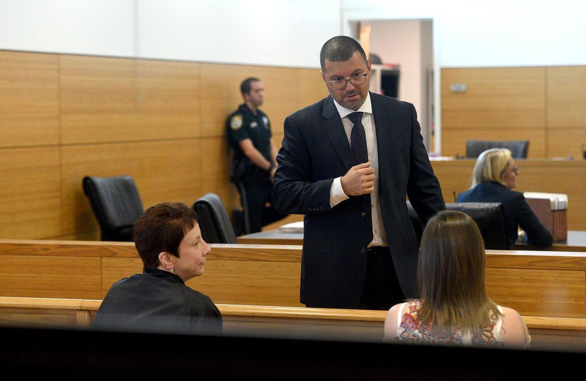 Attorney Charley Demosthenous, representing former Manatee County SheriffÕs Office deputy, Paul J. Wagner asks a judge if Wagner can earn Òextra good timeÓ off his 4-month sentence. Wagner is serving jail time for slamming an inmate on the ground breaking that inmateÕs nose and teeth.