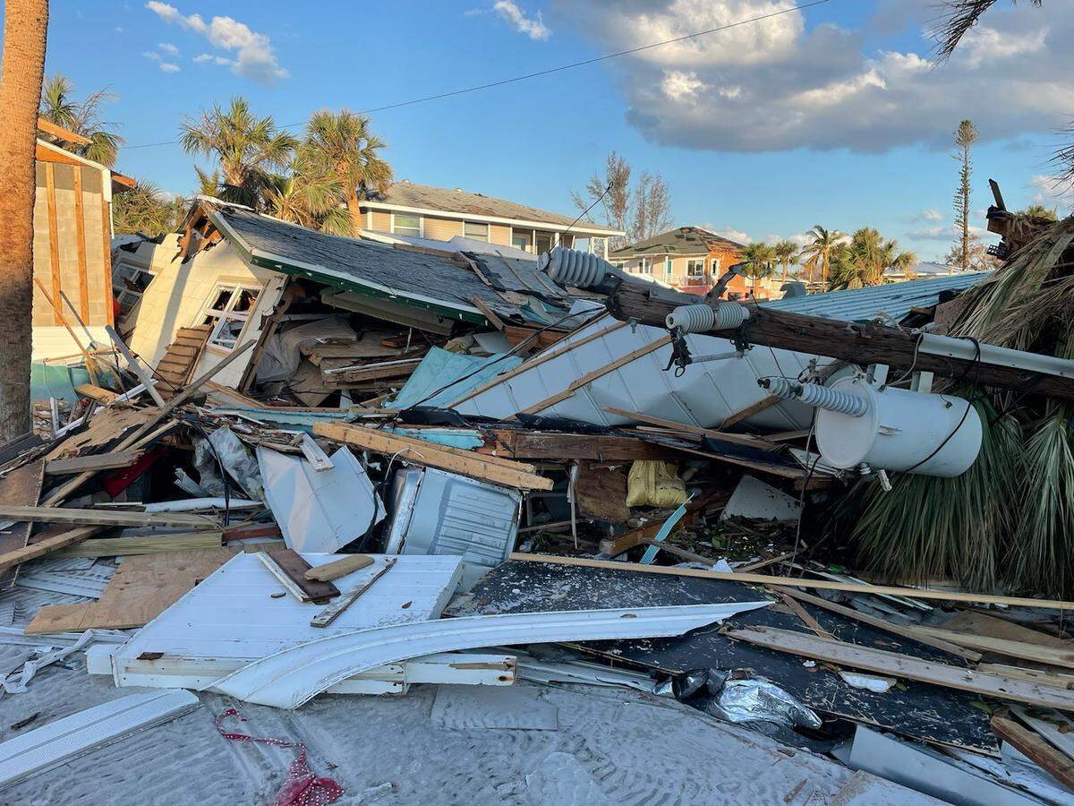Cedar Hammock Fire Rescue Battalion Chief Doug Bret captured this image of heavily damaged home on Fort Myers Beach