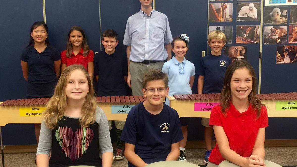 Eight Braden River Elementary School students were chosen to play in two two-state performances. 
 Back Row, from left to right: Hope Tudor, Julissa Garabito, Daylin Sciarrone, David Katz, Roxane Dubé, Aidan Collins 
 Front Row, from left to right: Olivia Garland, Alex den Boggende, Mia Merrell 
 PHOTO PROVIDED