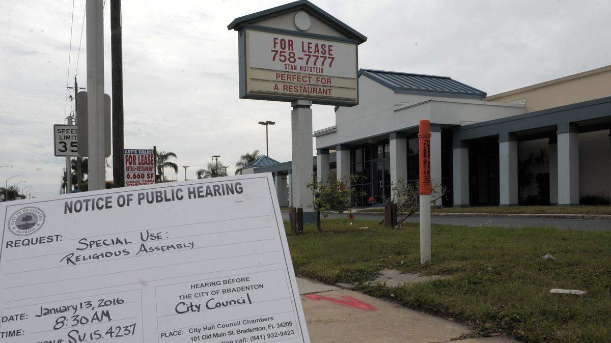 A divided Bradenton City Council shot down a special use application for religious assembly for a building at 2102 14th Street West, citing concerns that the intended use is contrary to the city´s vision of redevelopment. 
 GRANT JEFFERIES/Bradenton Herald