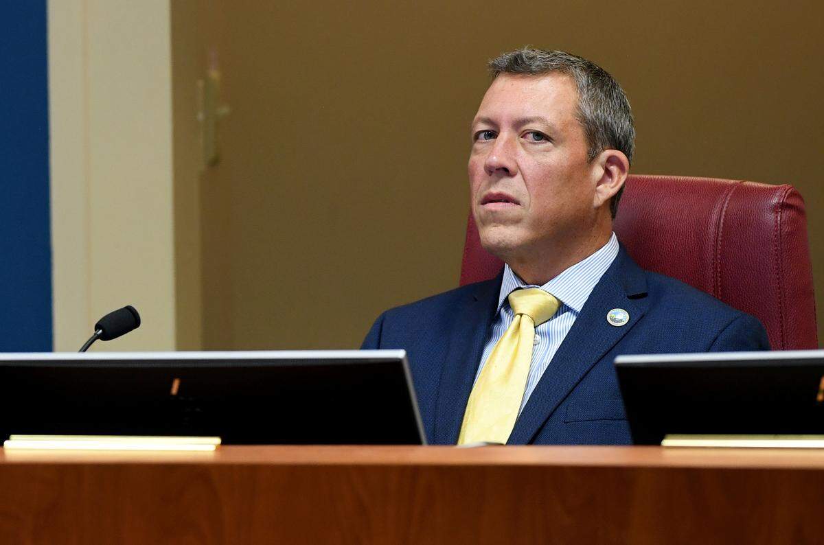 Manatee County Commissioner George Kruse attends a meeting on May 10, 2022. Kruse ran his truck into a tree on April 20 and appeared intoxicated, a deputy said, but he did not get a field sobriety test and was allowed to go home.