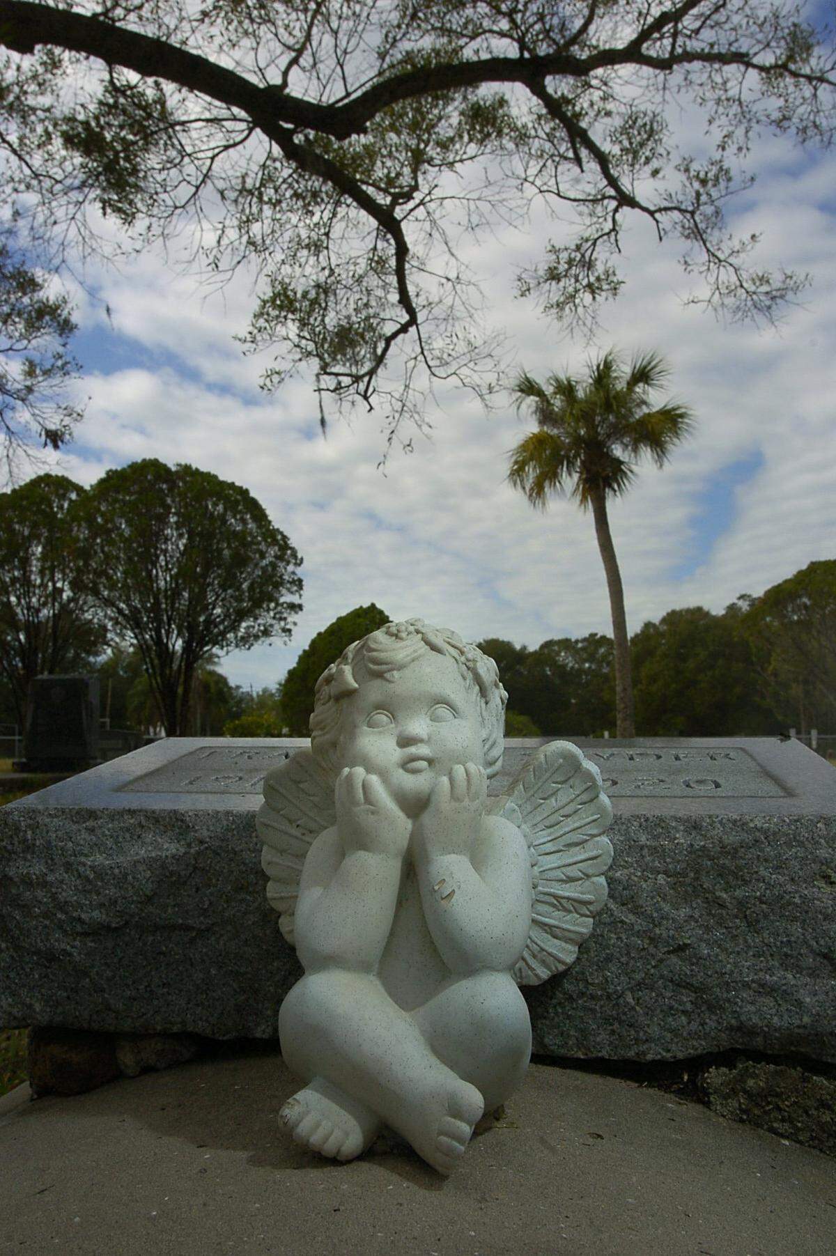 A cherub sits atop the grave of Francis A Snyder, 1919-1920, at the New Cemetery in Palmetto. The cemetery is “New” in name only with plots going back to the turn of the 20th Century. The city is trying to determine just how many open plots it has left as an opportunity to sell land designated for cemetery expansion has arisen.