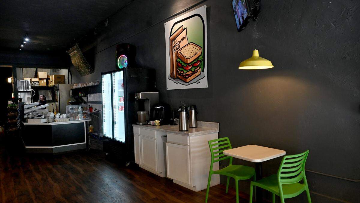 The dining area inside The Brown Bag restaurant on Old Main Street in downtown Bradenton on May 28, 2025.