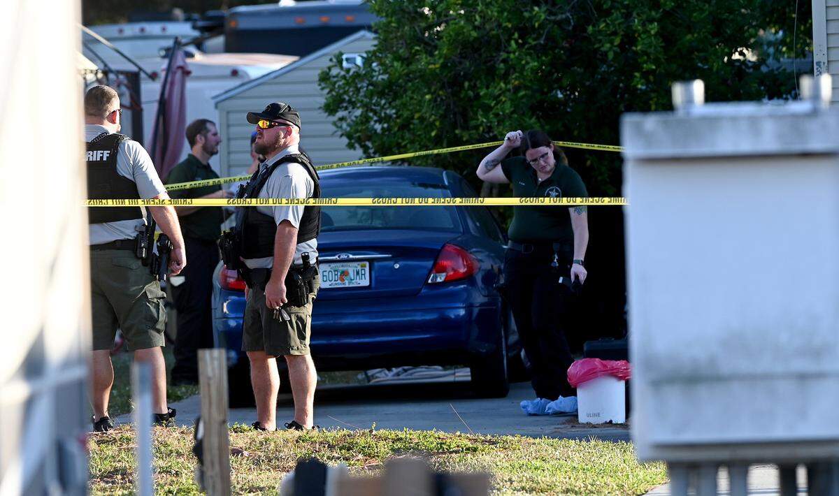 Deputies investigate the scene of a double homicide in the Arbor Terrace RV park that happened at around 12:06 pm Friday, Nov. 10.