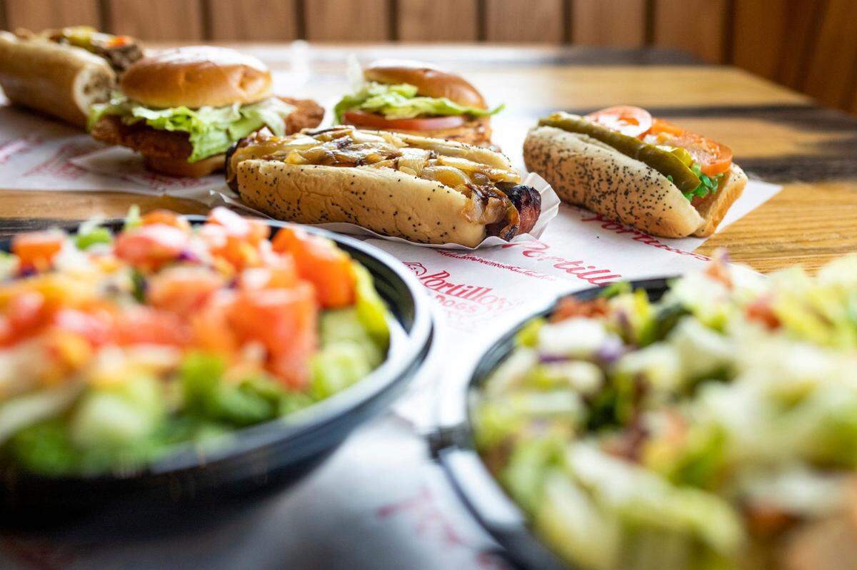 An assortment of Portillo's food items on March 8, 2021, in Sterling Heights. It was the location's first day being open to the public. Portillo's is most well-known for their Chicago-style hot dogs, but offer's a wide assortment of food.Portillos 03072021 At 266