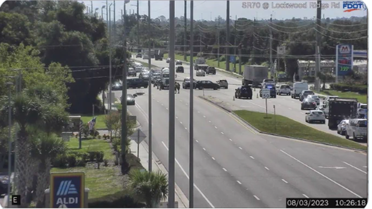 A crash on State Road 70 near Lockwood Ridge Road has closed all westbound traffic lanes in Manatee County on Thursday, Aug. 3, 2023.
