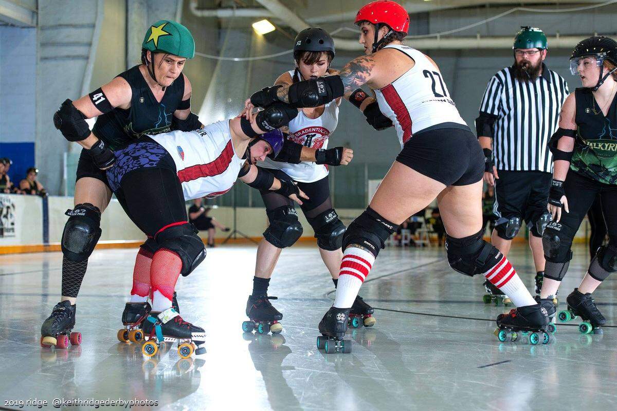 The Bradentucky Bombers Roller Derby League plays home games at Ellenton Ice and Sports Complex.