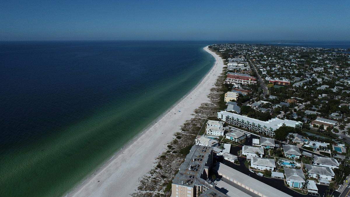 The coastline on Anna Maria Island looking north from Bradenton Beach.