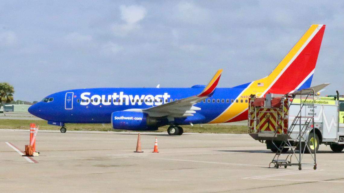 Southwest Airlines plane. A fight broke out at one of the Southwest Airlines gates at Miami International Airport on Tuesday night, May 4, 2021.