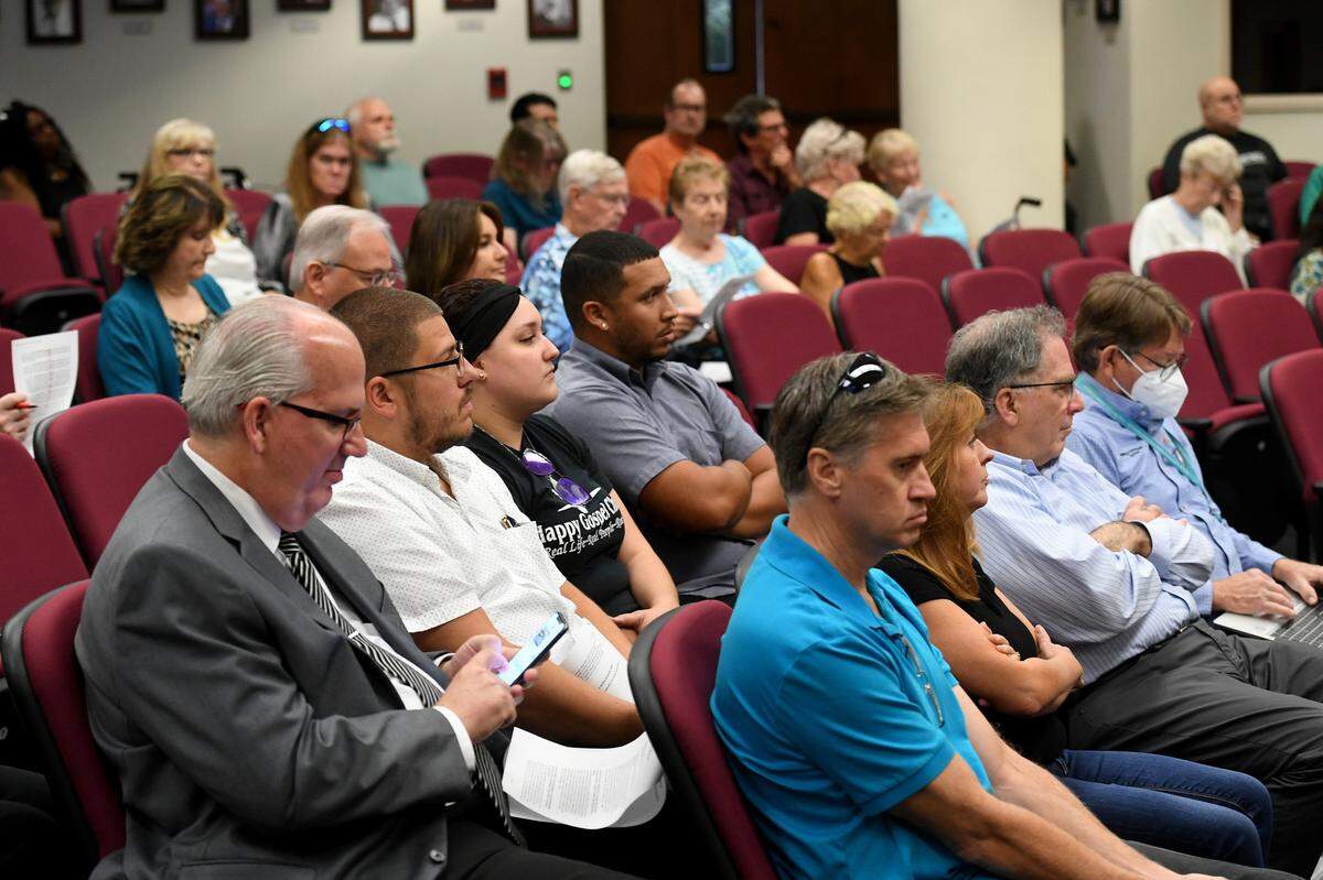 A packed audience filled the chambers with neighbors opposing the application for Cirque Italia to set up in Oneco.