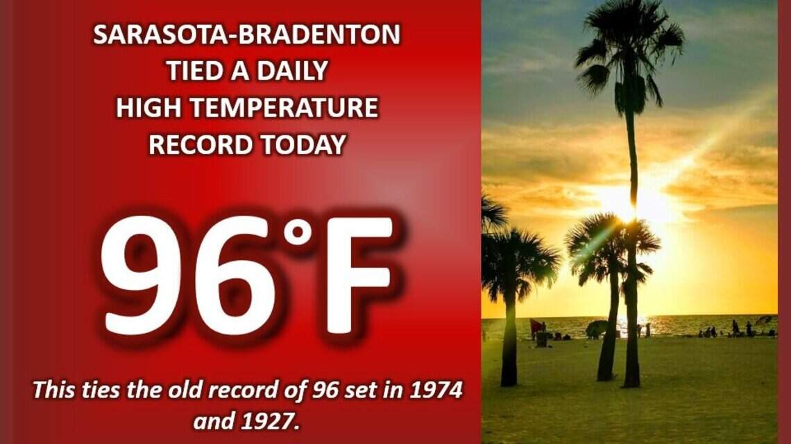 Sarasota, Bradenton tie high temperature record as Tampa sets a new one