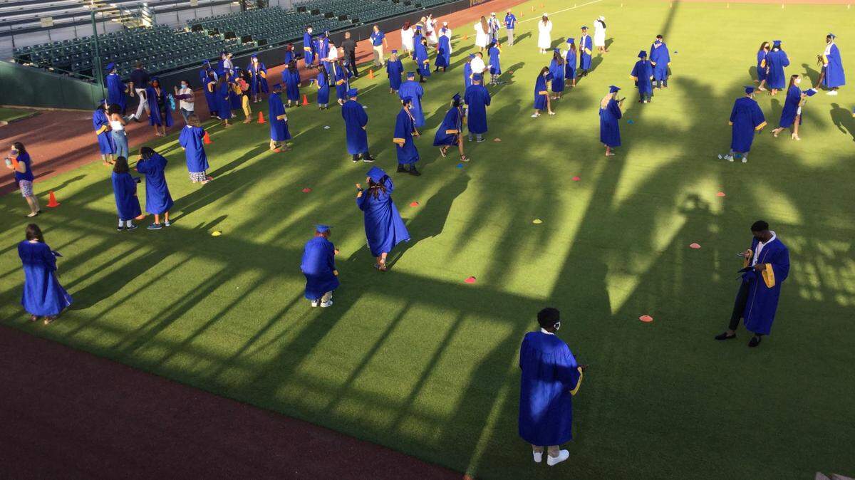 Bayshore High School graduated their Class of 2020 on Saturday at LECOM Field with face masks and social distancing a priority.