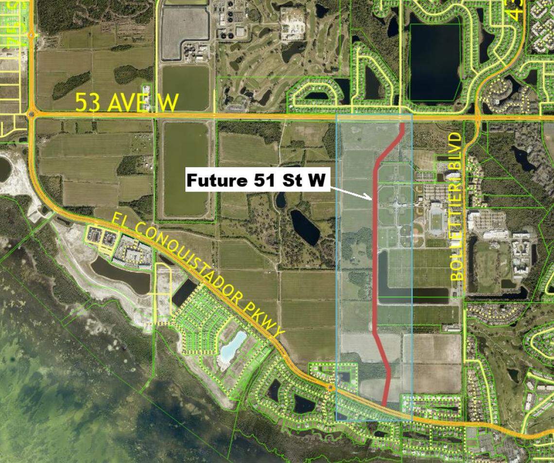 Manatee County staff shared this map of the planned 51st Street West expansion in the Bradenton area that commissioners voted to designate as Charlie Kirk Memorial Boulevard.