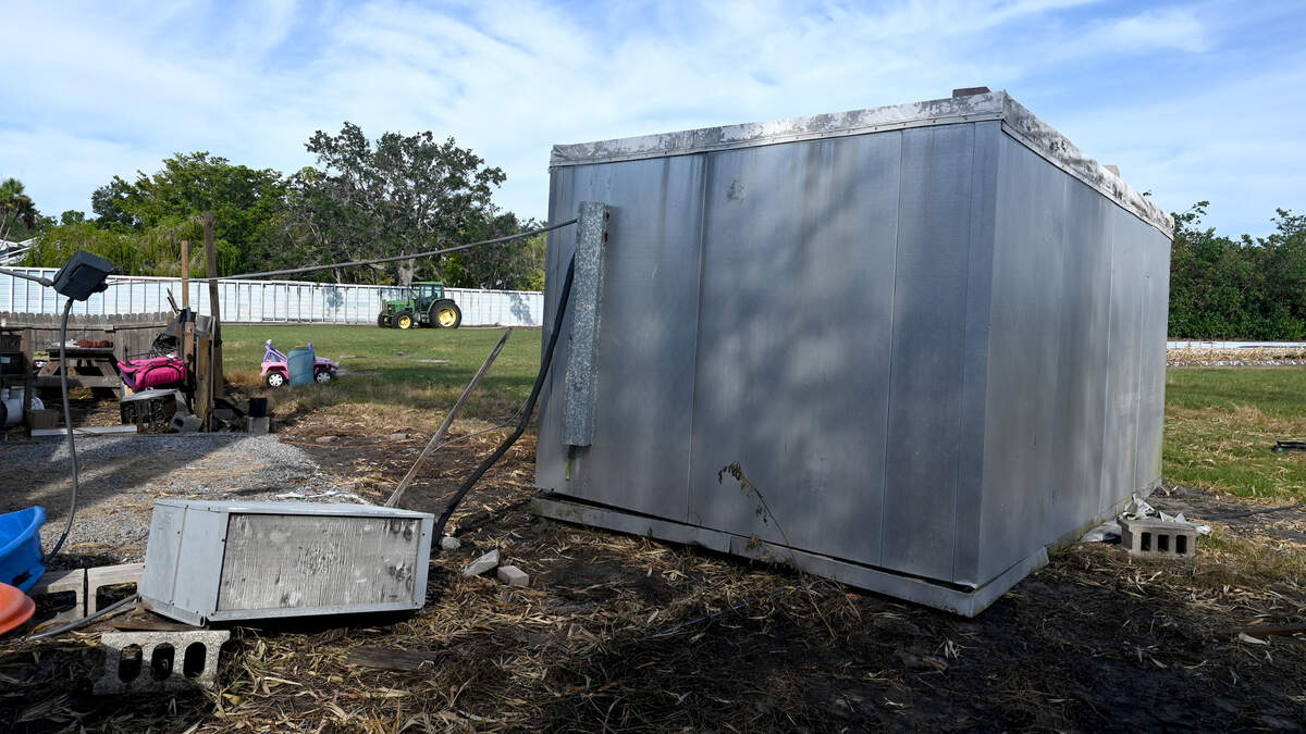 The Geraldson’s small farm in northwest Bradenton suffered devastating losses from the stormwater surge in Hurricane Helene. A cooler with seedlings floated away and was flooded. The family has been farming since the 1960s.